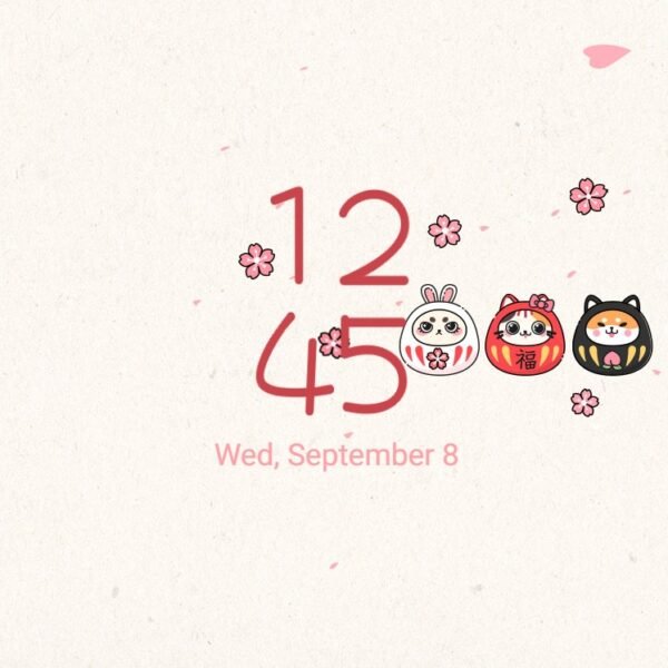 Samsung Themes: ❤️Mun❤️ Kawaii Daruma Doll ~❤️ Premium Theme with cute daruma doll and cherry blossoms screen shot 7