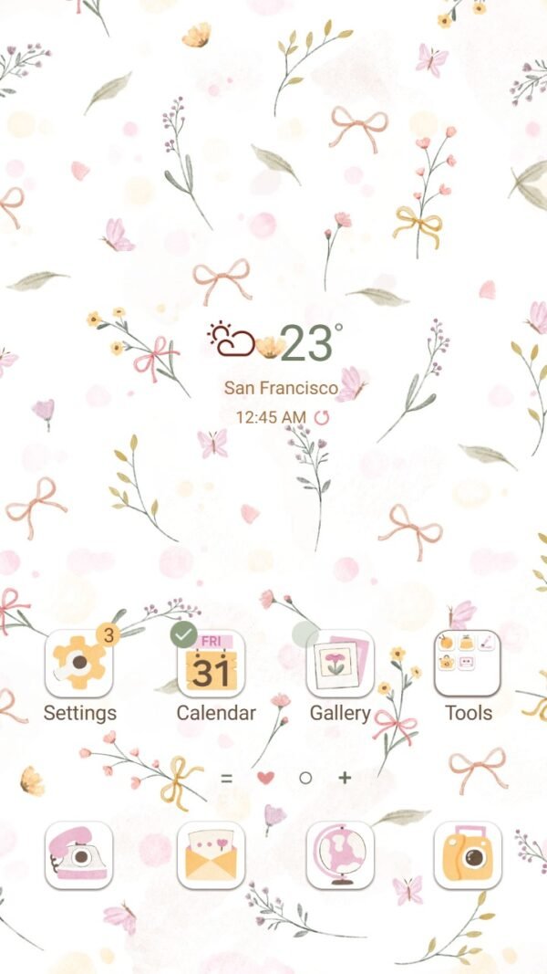 Samsung Themes: ❤️Mun❤️ Floral Whispers ~❤️ Premium Theme soft florals and bows for a peaceful vibe screen shot 0