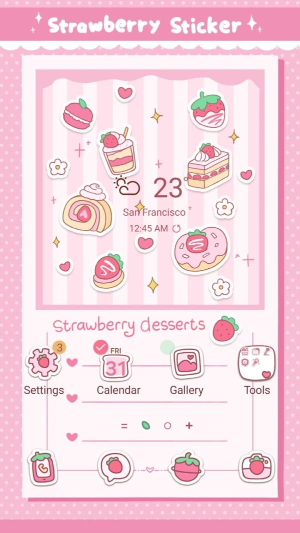 Samsung Themes: ❤️Mun❤️ Strawberry Sweetness ~❤️ Premium Theme sweet strawberry desserts for a pastel paradise screen shot 0