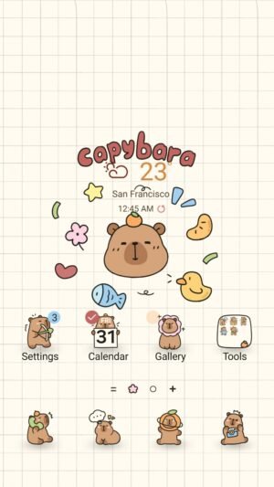 Samsung Themes: ❤️Mun❤️ Chill Capybara ~❤️ Premium Theme relax like a capybara, calm, cozy, and cute screen shot 0