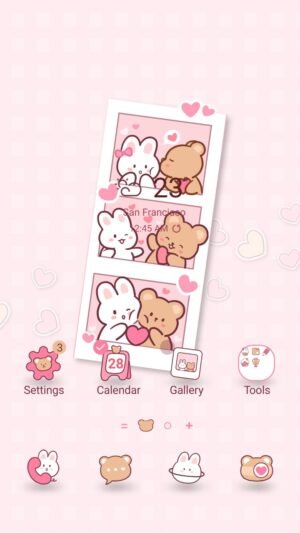 Samsung Themes: [Sim] Bunny Bear Love ~ Premium Theme sweet moments of bunny and bear affection screen shot 0