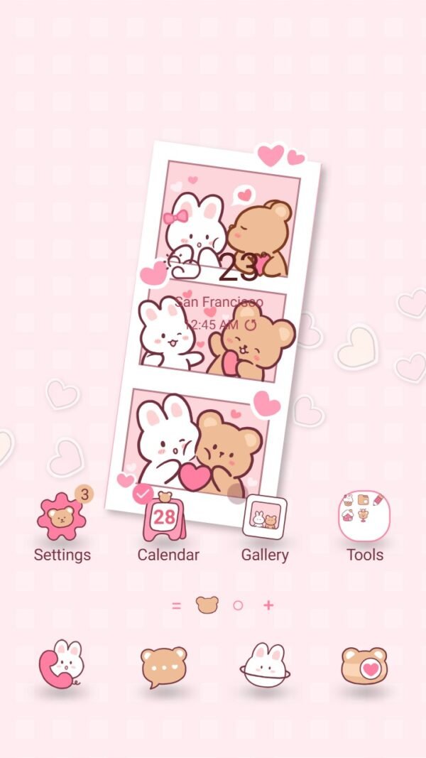 Samsung Themes: [Sim] Bunny Bear Love ~ Premium Theme sweet moments of bunny and bear affection screen shot 0