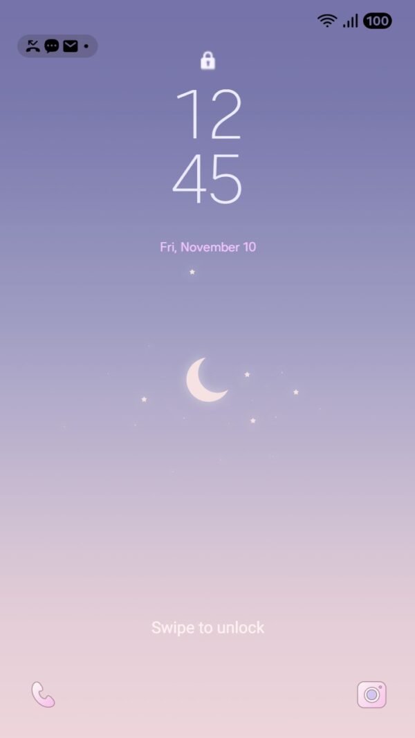 Samsung Themes: [Sim] Moonlight Glow ~ Premium Theme a dreamy purple moonlit night screen shot 1