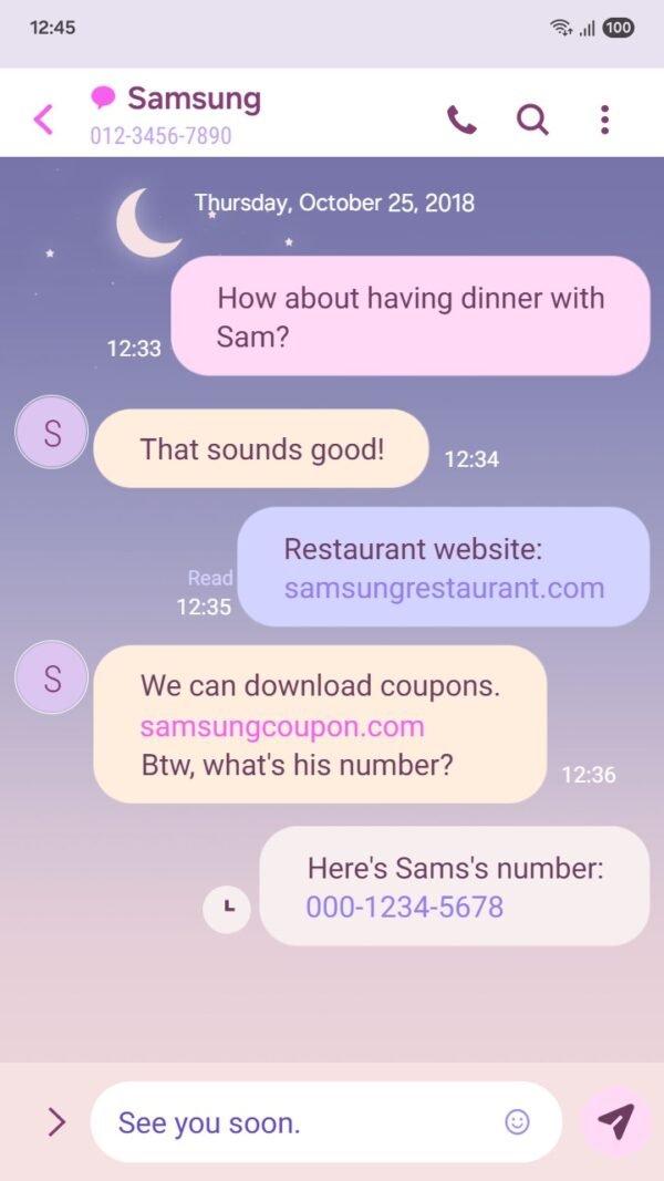 Samsung Themes: [Sim] Moonlight Glow ~ Premium Theme a dreamy purple moonlit night screen shot 3