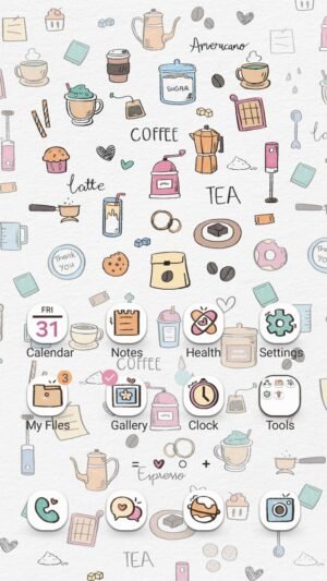 Samsung Themes: ❤️Mun❤️ Coffee Time ~❤️ Premium Theme a cozy pattern for coffee & tea lovers screen shot 0