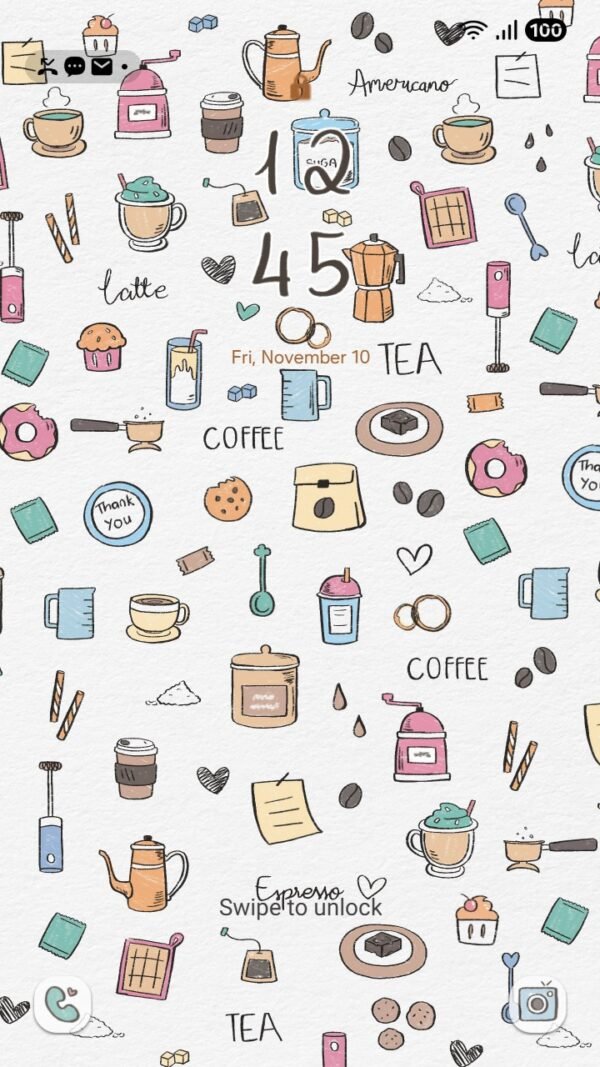 Samsung Themes: ❤️Mun❤️ Coffee Time ~❤️ Premium Theme a cozy pattern for coffee & tea lovers screen shot 1