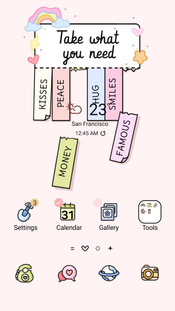 Samsung Themes: [Sim] Positive Vibes ~ Premium Theme uplifting pastel theme with motivational quotes screen shot 0