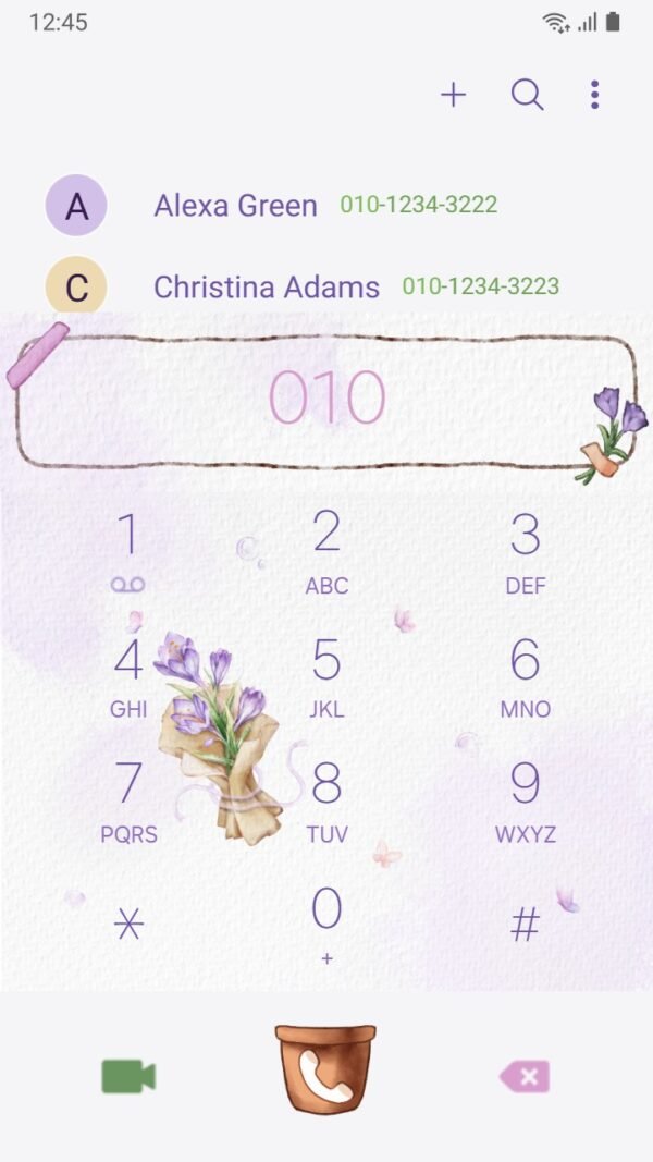 Samsung Themes: [Sim] Lavender Bloom ~ Premium Theme delicate lavender flower with a watercolor touch screen shot 2