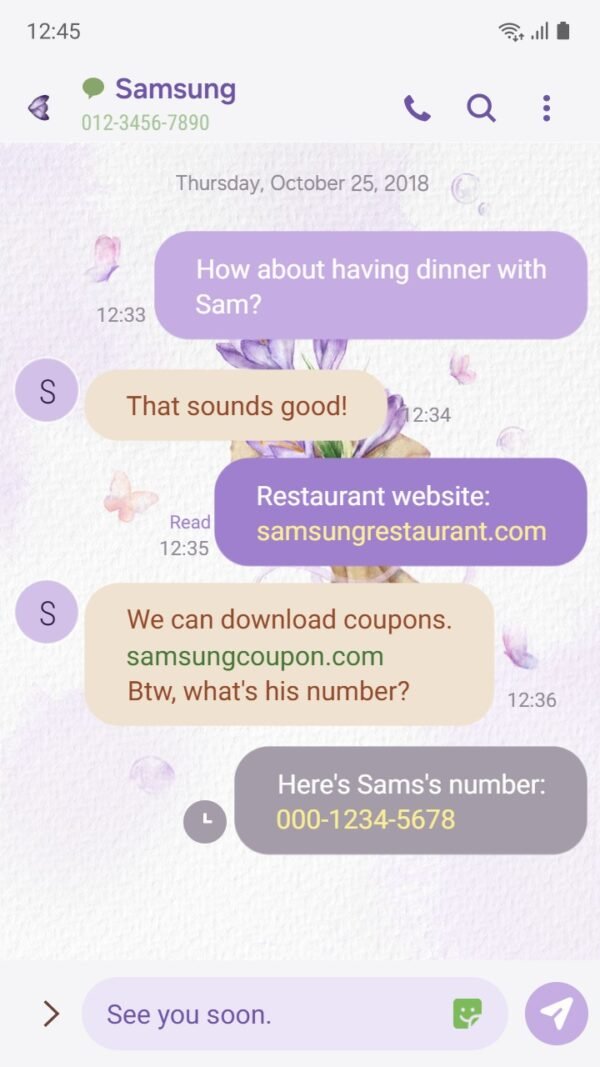 Samsung Themes: [Sim] Lavender Bloom ~ Premium Theme delicate lavender flower with a watercolor touch screen shot 3
