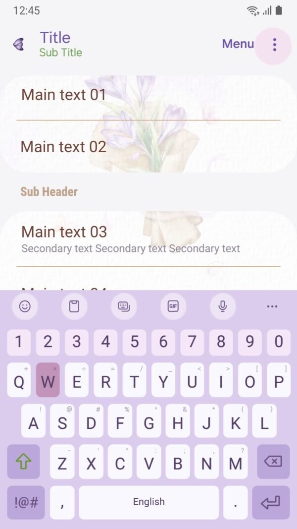 Samsung Themes: [Sim] Lavender Bloom ~ Premium Theme delicate lavender flower with a watercolor touch screen shot 5