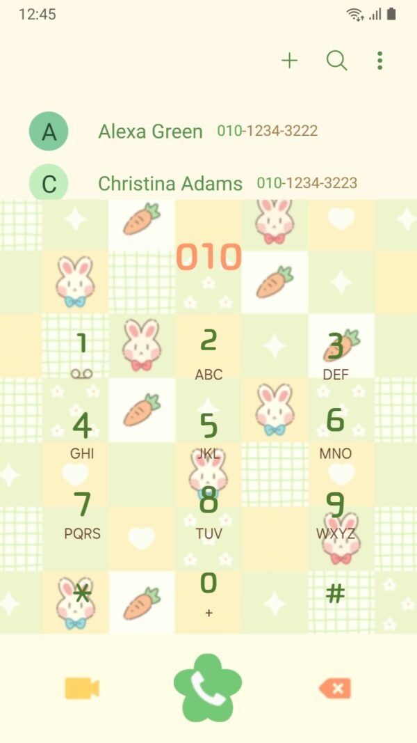 Samsung Themes: [Sim] Bunny Patch ~ Premium Theme adorable bunnies and carrots in a cute patchwork design screen shot 2