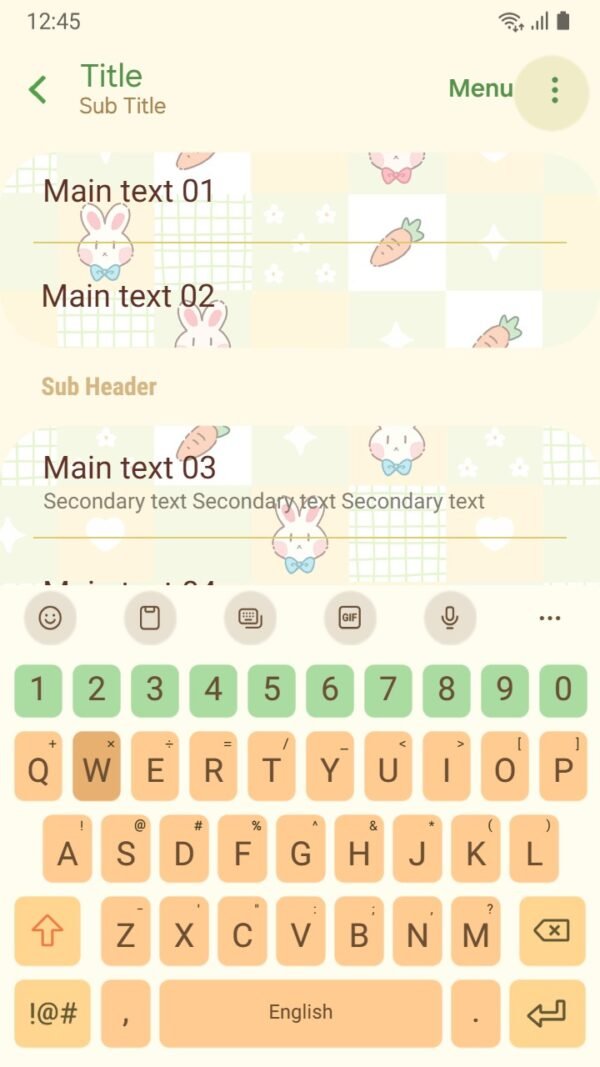 Samsung Themes: [Sim] Bunny Patch ~ Premium Theme adorable bunnies and carrots in a cute patchwork design screen shot 5