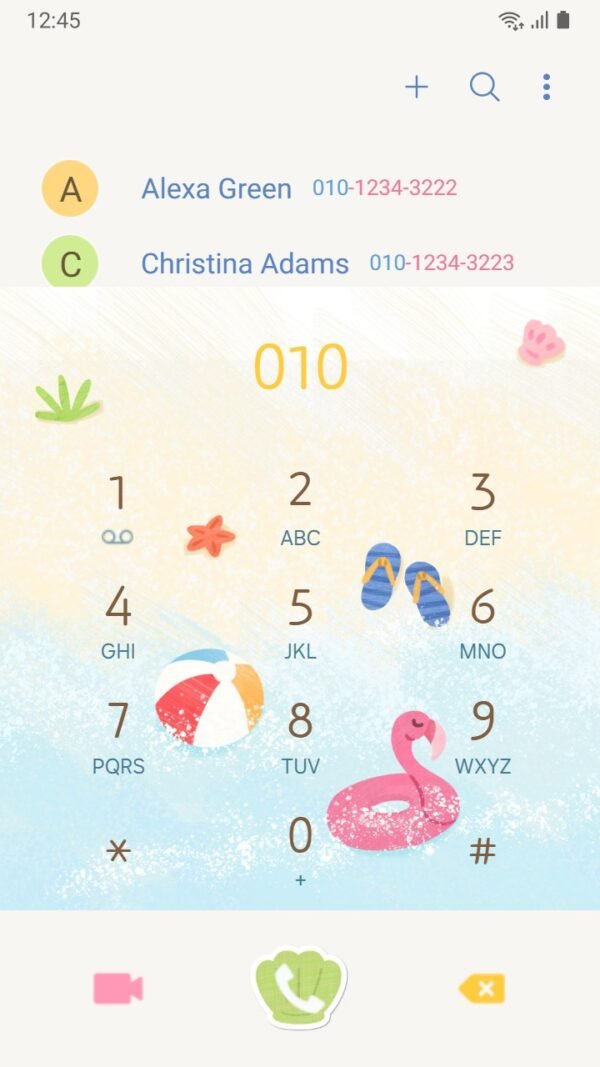 Samsung Themes: ❤️Mun❤️ Beach Getaway ~❤️ Premium Theme relaxing beach scene with umbrellas and surfboards screen shot 2