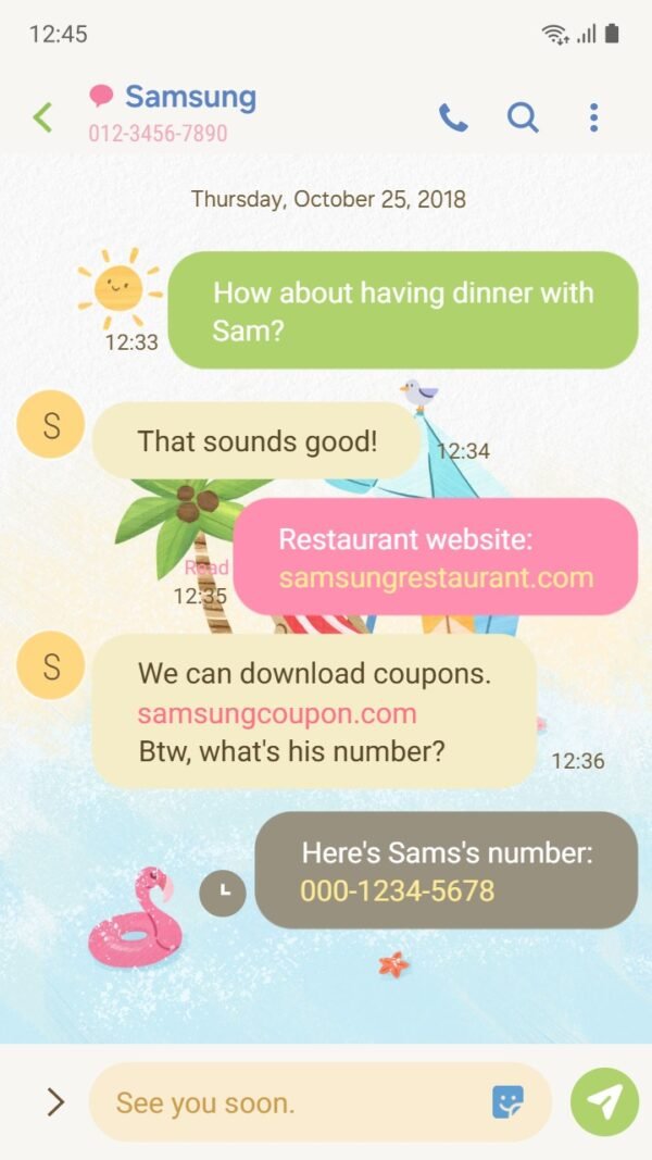 Samsung Themes: ❤️Mun❤️ Beach Getaway ~❤️ Premium Theme relaxing beach scene with umbrellas and surfboards screen shot 3