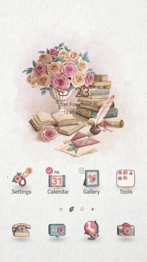 Samsung Themes: ❤️Mun❤️ Vintage Rose Elegance ~❤️ Premium Theme charming floral theme with vintage flair screen shot 0