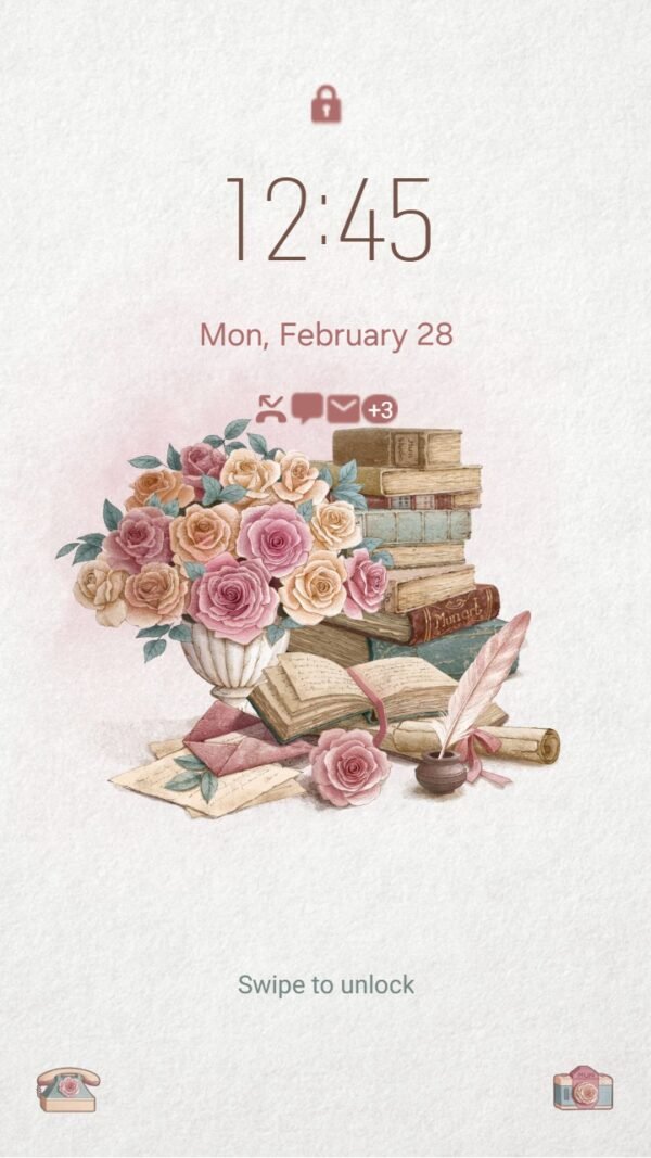 Samsung Themes: ❤️Mun❤️ Vintage Rose Elegance ~❤️ Premium Theme charming floral theme with vintage flair screen shot 1
