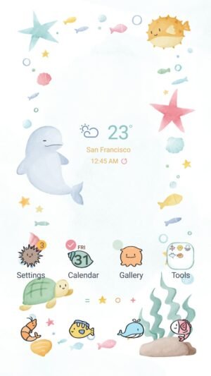 Samsung Themes: ❤️Mun❤️ Ocean Dreamscape ~❤️ Premium Theme cute underwater adventure with sea friends screen shot 0
