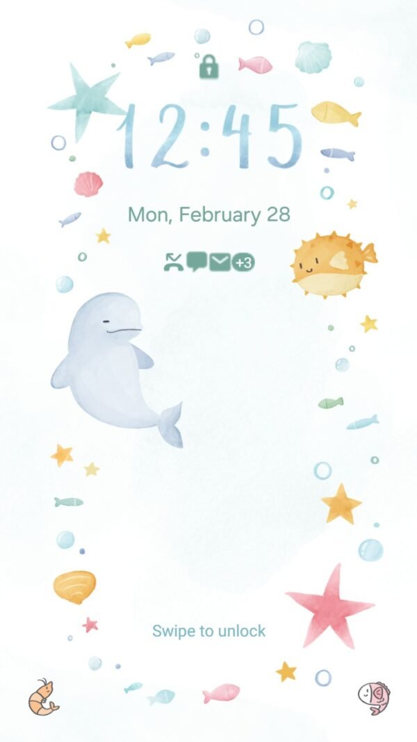 Samsung Themes: ❤️Mun❤️ Ocean Dreamscape ~❤️ Premium Theme cute underwater adventure with sea friends screen shot 1