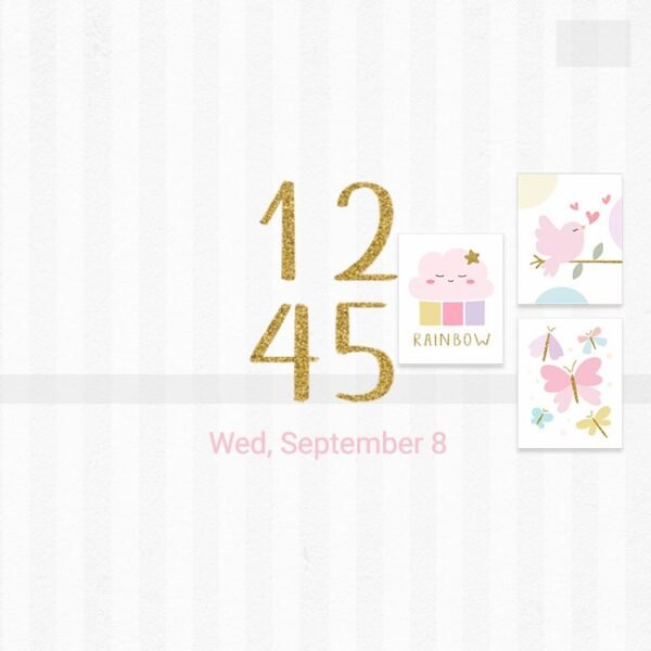 Samsung Themes: ❤️Mun❤️ Sweet Whimsy ~❤️ Premium Theme bird, happy message, rainbow cloud, and butterflies in soft harmony screen shot 7