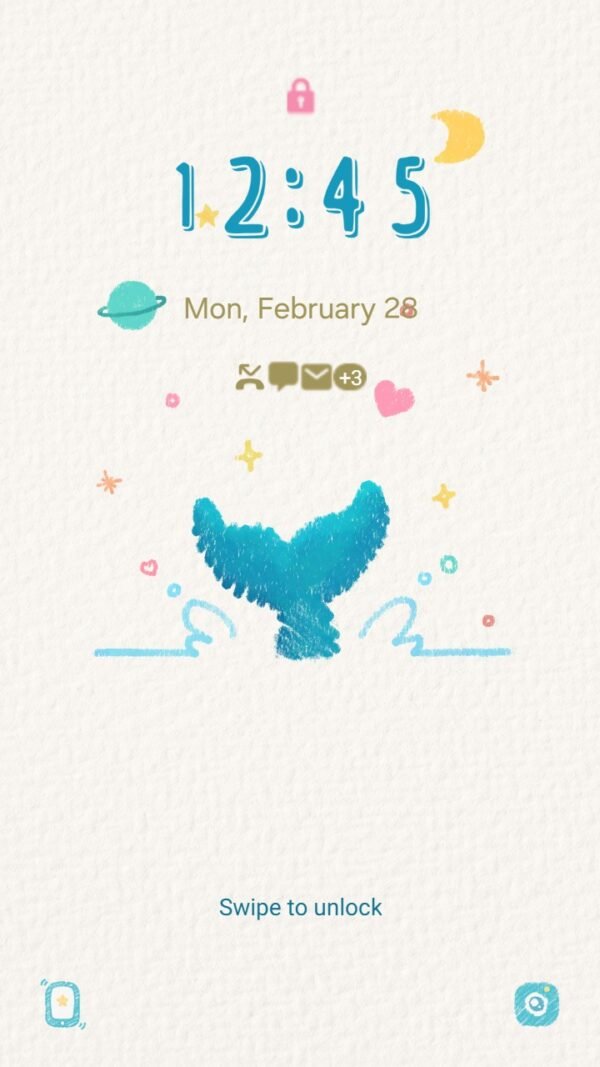 Samsung Themes: ❤️Mun❤️ Cosmic Whale Dreams ~❤️ Premium Theme whimsical whale in a starry night sky screen shot 1