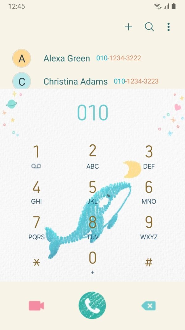 Samsung Themes: ❤️Mun❤️ Cosmic Whale Dreams ~❤️ Premium Theme whimsical whale in a starry night sky screen shot 2