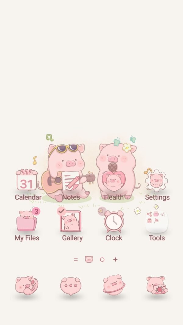 Samsung Themes: [Sim] Pig couple ~ Premium Theme about the adorable pair of pigs brings a feeling of happiness screen shot 0