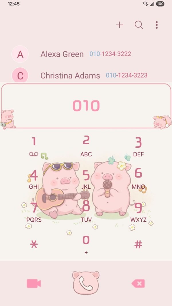 Samsung Themes: [Sim] Pig couple ~ Premium Theme about the adorable pair of pigs brings a feeling of happiness screen shot 2