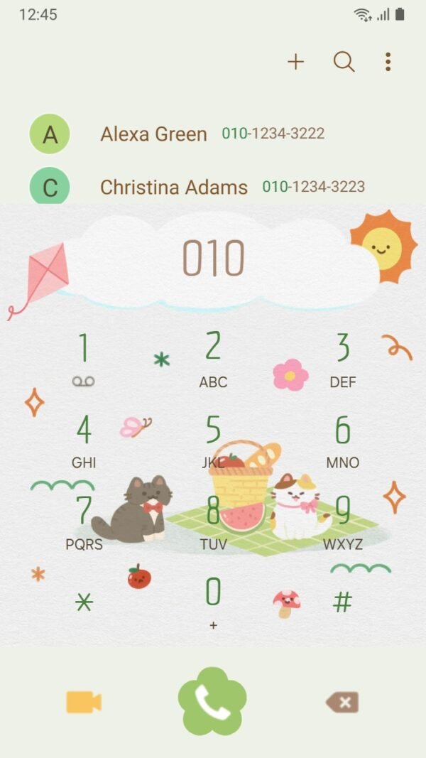 Samsung Themes: ❤️Mun❤️ Sunny Picnic ~❤️ Premium Theme a perfect day for a cozy picnic with cat couple screen shot 2