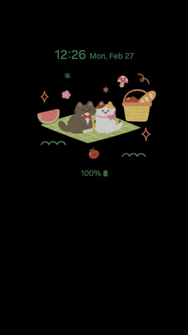 Samsung Themes: ❤️Mun❤️ Sunny Picnic ~❤️ Premium Theme a perfect day for a cozy picnic with cat couple screen shot 6