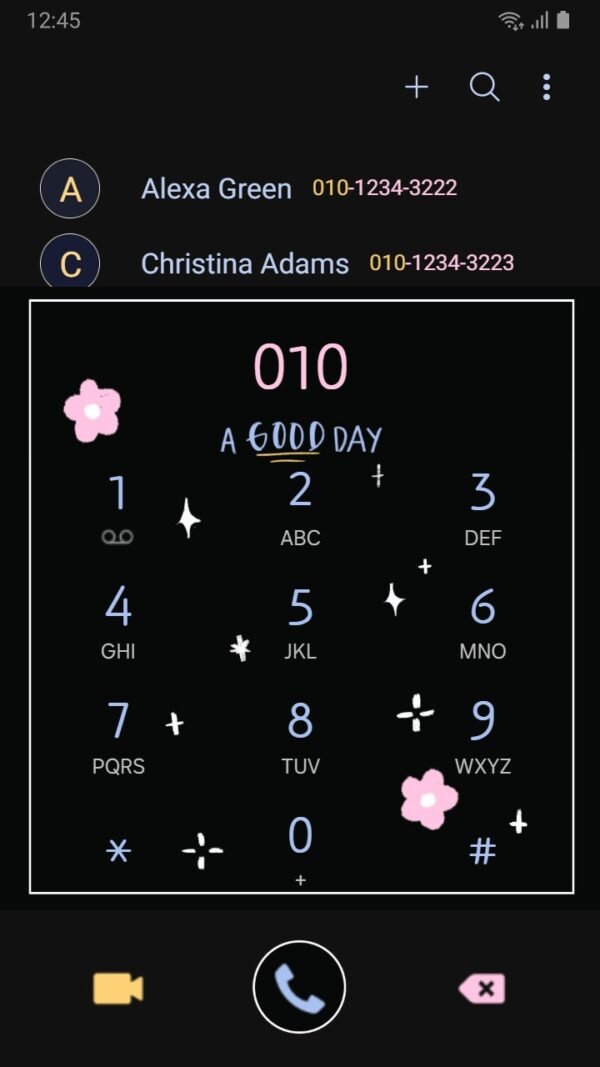 Samsung Themes: ❤️Mun❤️ Midnight Bloom ~❤️ Premium Theme a happy daisy in dark mode screen shot 2