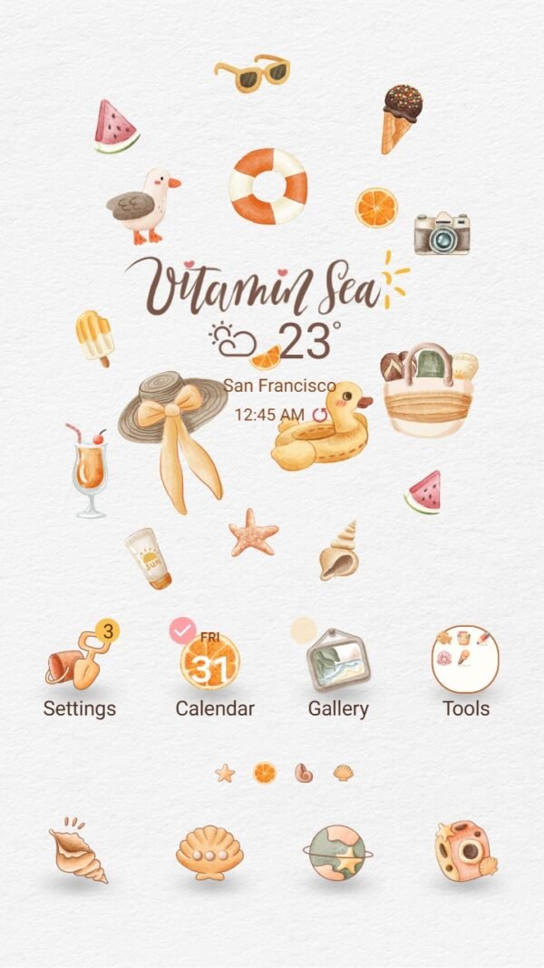 Samsung Themes: ❤️Mun❤️ Vitamin Sea ~❤️ Premium Theme with summer essentials with a sunny twist screen shot 0