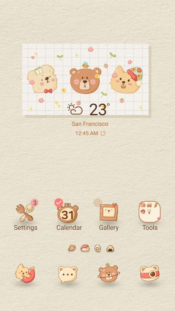 Samsung Themes: ❤️Mun❤️ Cute Trio ~❤️ Premium Theme adorable bear and cat friends theme screen shot 0