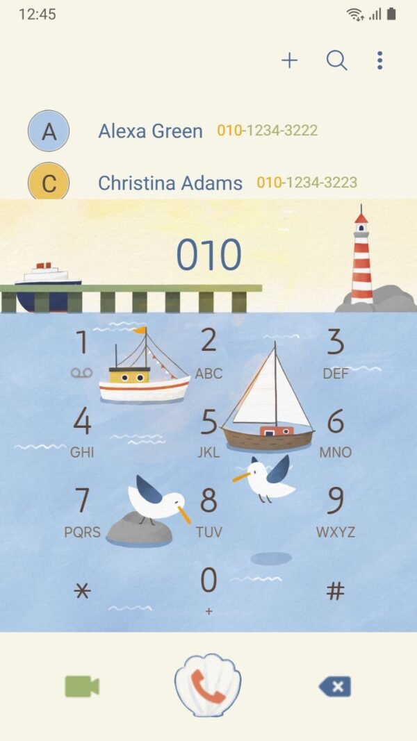 Samsung Themes: ❤️Mun❤️ Seaside Adventure ~❤️ Premium Theme a peaceful seascape with boats and seagulls screen shot 2