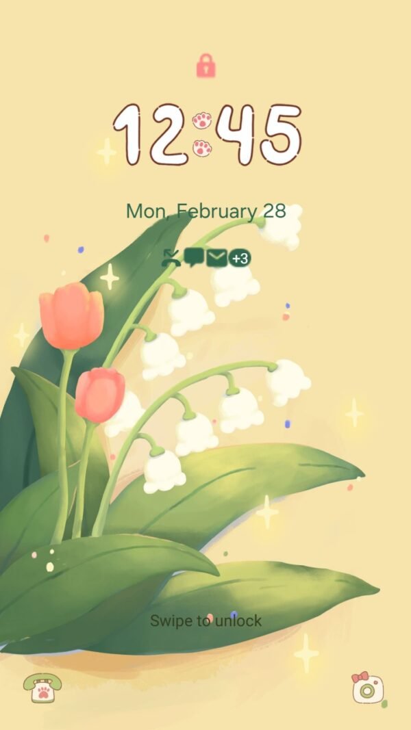 Samsung Themes: ❤️Mun❤️ Blooming Tulips ~❤️ Premium Theme gentle tulips and lilies in a soft pastel design screen shot 1