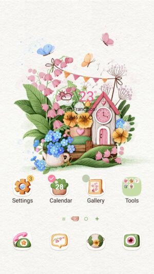 Samsung Themes: ❤️Mun❤️ Whimsical Garden Cottage ~❤️ Premium Theme charming floral cottage with playful vibes screen shot 0