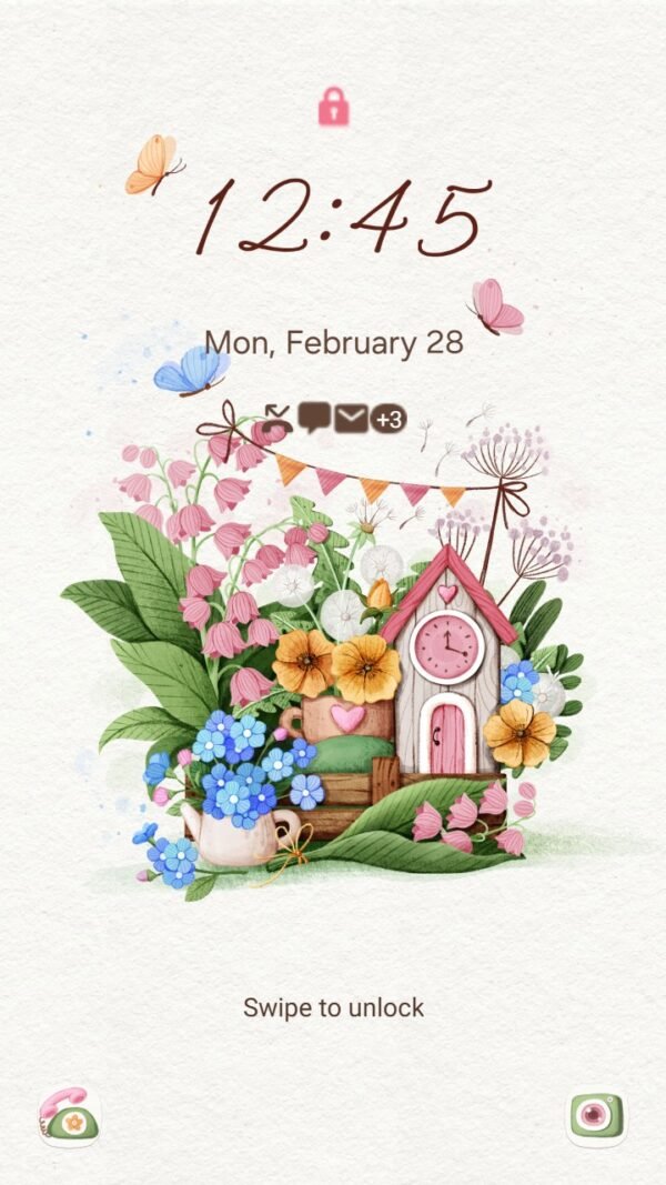 Samsung Themes: ❤️Mun❤️ Whimsical Garden Cottage ~❤️ Premium Theme charming floral cottage with playful vibes screen shot 1