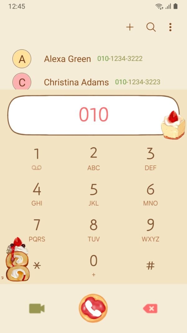 Samsung Themes: [Sim] Strawberry Cake ~ Premium Theme a strawberry shortcake slice with cream on light background screen shot 2