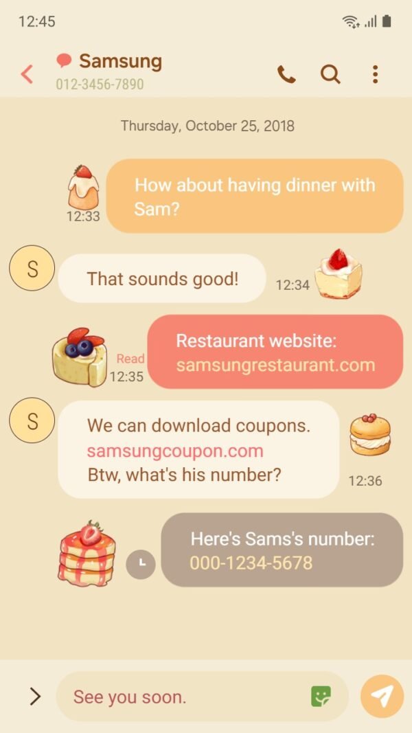 Samsung Themes: [Sim] Strawberry Cake ~ Premium Theme a strawberry shortcake slice with cream on light background screen shot 3