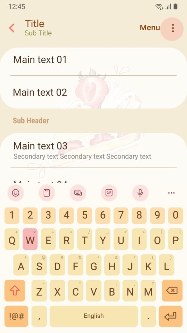 Samsung Themes: [Sim] Strawberry Cake ~ Premium Theme a strawberry shortcake slice with cream on light background screen shot 5