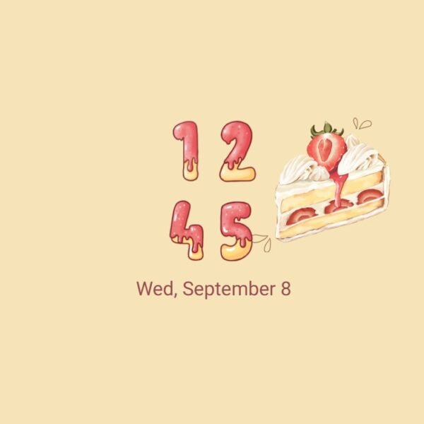 Samsung Themes: [Sim] Strawberry Cake ~ Premium Theme a strawberry shortcake slice with cream on light background screen shot 7
