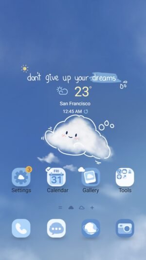 Samsung Themes: ❤️Mun❤️ Dreamy Cloudscape ~❤️ Premium Theme adorable cloud with motivational sky vibes screen shot 0