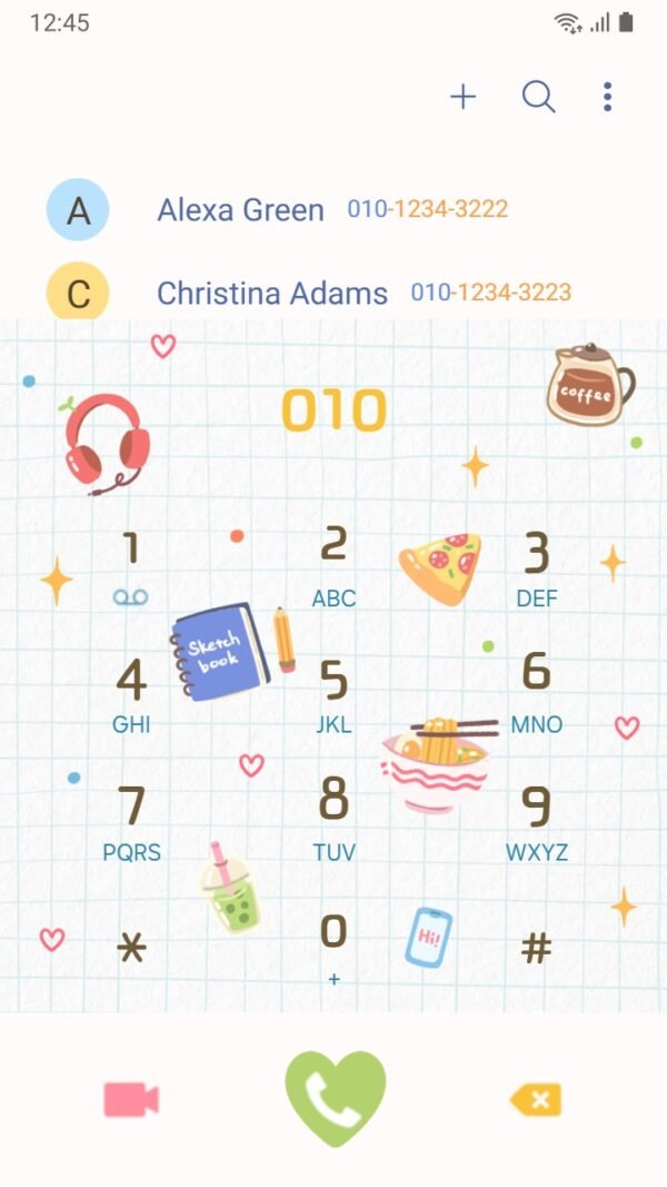 Samsung Themes: ❤️Mun❤️ Starter Pack ~❤️ Premium Theme a cute illustrated starter pack with characters, snacks, and cozy creative items screen shot 2