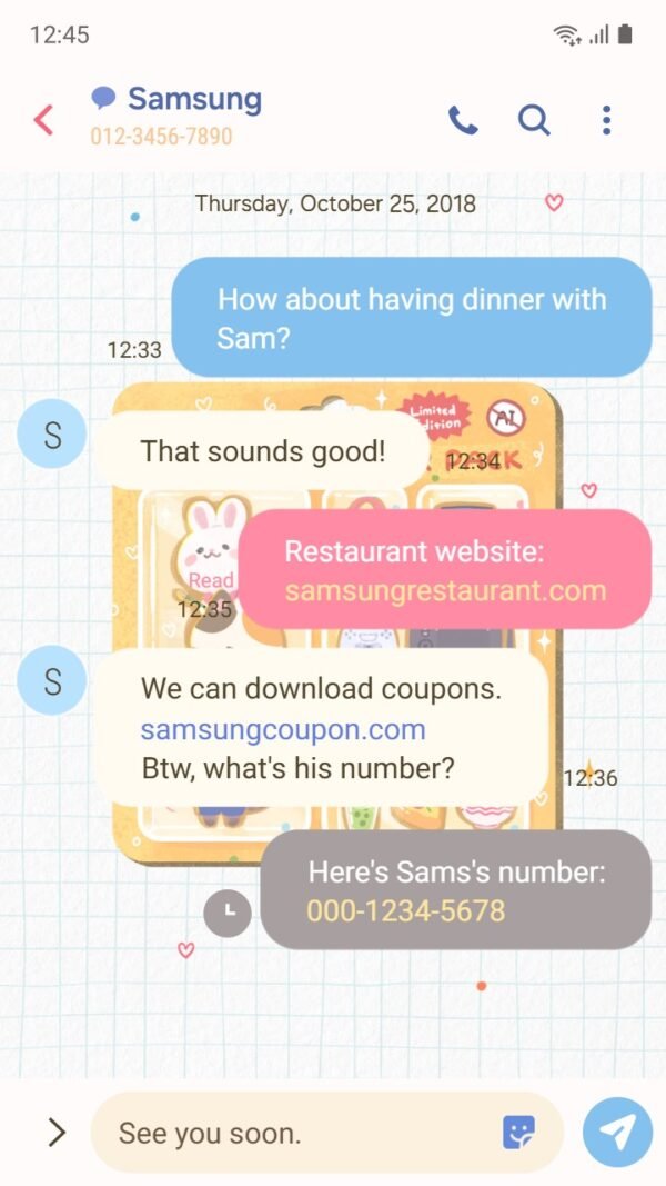 Samsung Themes: ❤️Mun❤️ Starter Pack ~❤️ Premium Theme a cute illustrated starter pack with characters, snacks, and cozy creative items screen shot 3
