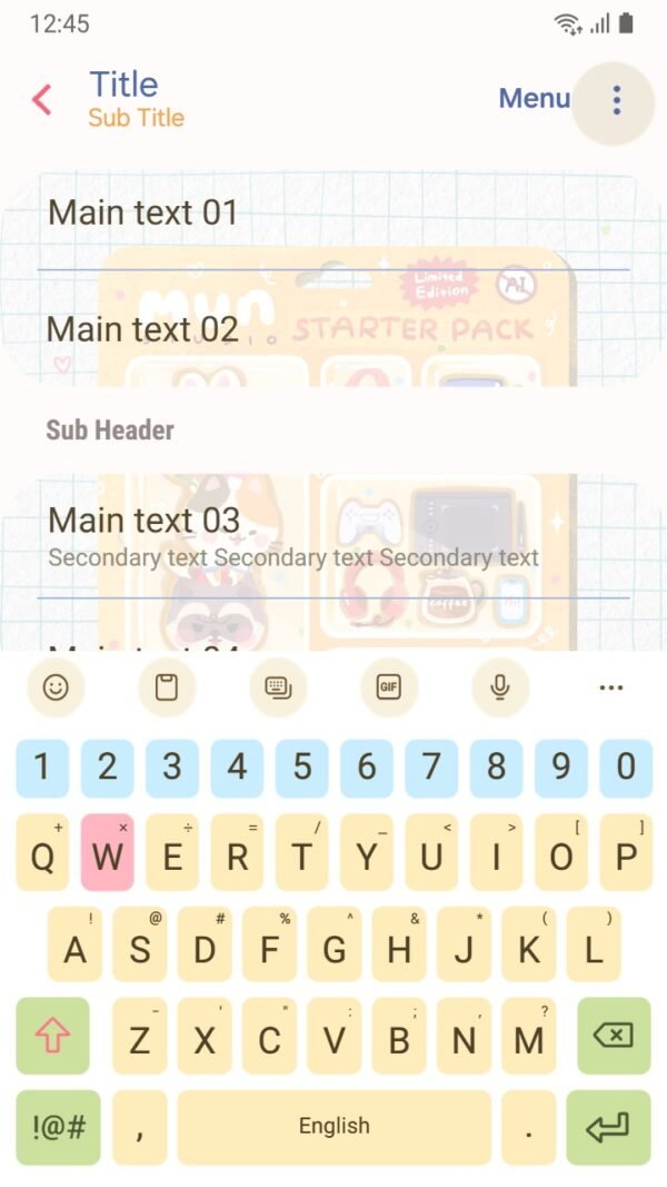 Samsung Themes: ❤️Mun❤️ Starter Pack ~❤️ Premium Theme a cute illustrated starter pack with characters, snacks, and cozy creative items screen shot 5