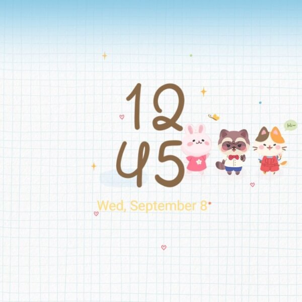 Samsung Themes: ❤️Mun❤️ Starter Pack ~❤️ Premium Theme a cute illustrated starter pack with characters, snacks, and cozy creative items screen shot 7