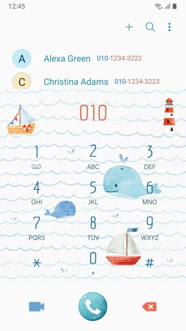 Samsung Themes: ❤️Mun❤️ Nautical Adventure Theme ~❤️ Premium Theme cute whales and boats on wavy seas screen shot 2