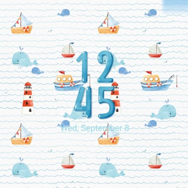 Samsung Themes: ❤️Mun❤️ Nautical Adventure Theme ~❤️ Premium Theme cute whales and boats on wavy seas screen shot 7