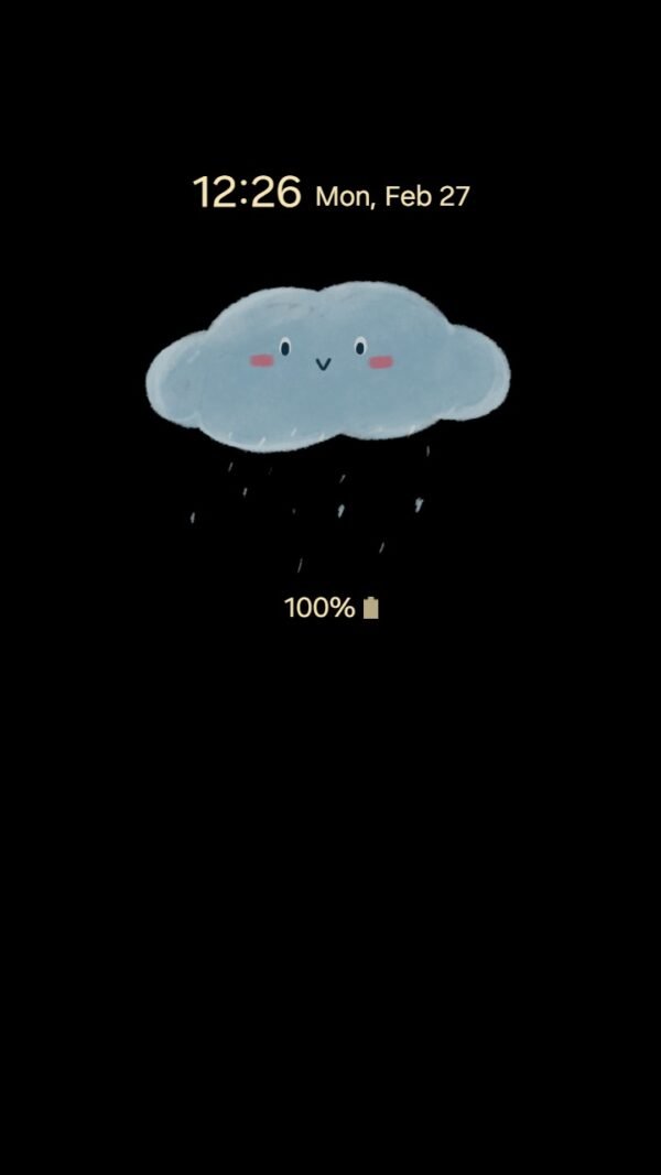 Samsung Themes: ❤️Mun❤️ Rainy Garden ~❤️ Premium Theme a smiling cloud rains on a garden with a snail and colorful plants screen shot 6