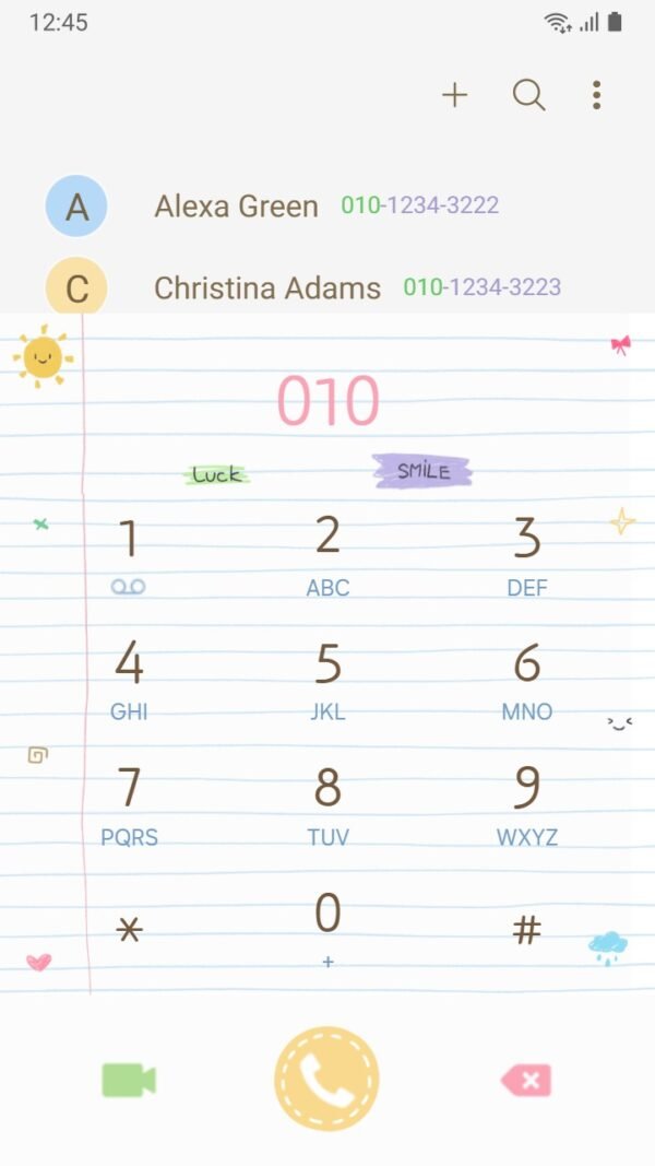 Samsung Themes: ❤️Mun❤️ Happy Notes ~❤️ Premium Theme fun and playful doodles with positive words on lined notebook paper screen shot 2