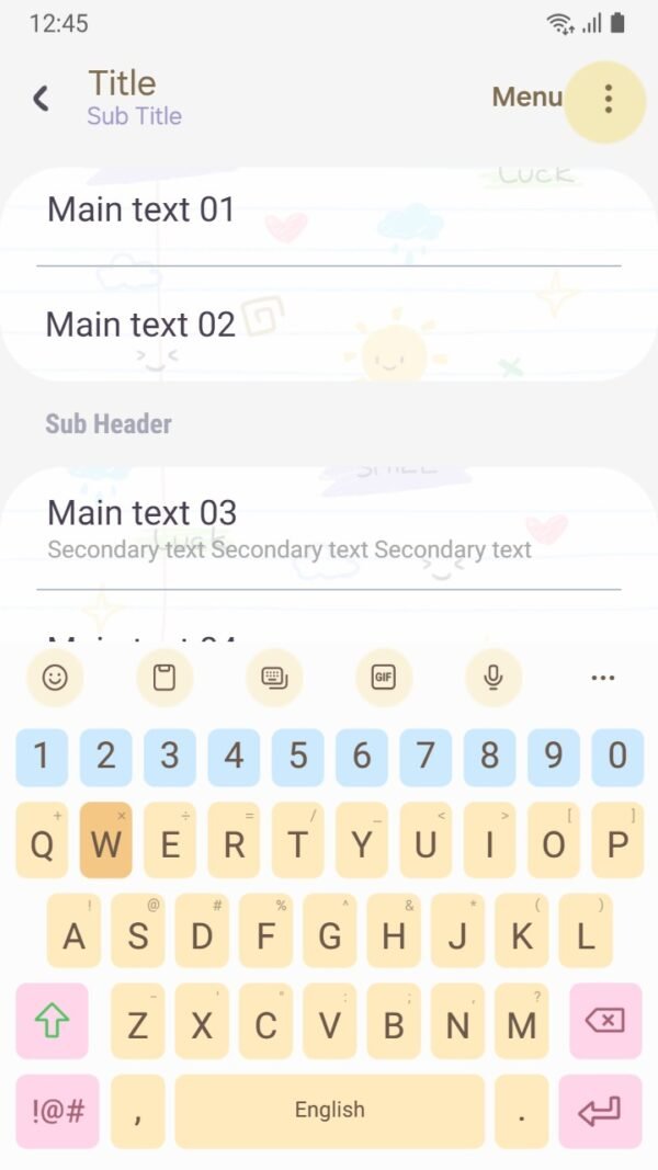 Samsung Themes: ❤️Mun❤️ Happy Notes ~❤️ Premium Theme fun and playful doodles with positive words on lined notebook paper screen shot 5